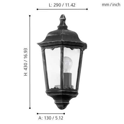 Eglo - Екстериорна Стенна лампа 1xE27/60W/230V IP44