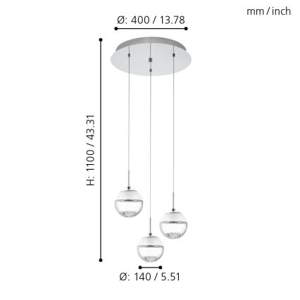 Eglo - LED Полилей 3xLED/5W/230V