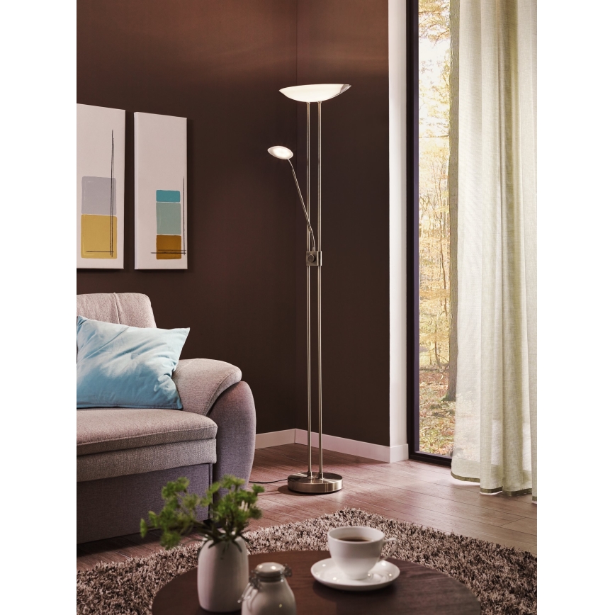 Eglo - LED Димируем лампион LED/20W + LED/2,5W матов хром