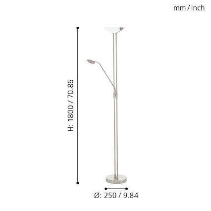 Eglo - LED Димируем лампион LED/20W + LED/2,5W матов хром