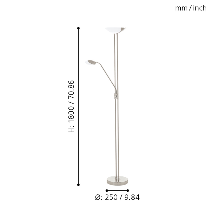 Eglo - LED Димируем лампион LED/20W + LED/2,5W матов хром
