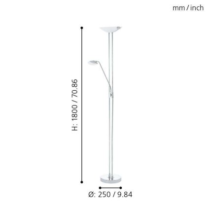 Eglo - LED Димируем лампион LED/20W + LED/2,5W лъскав хром