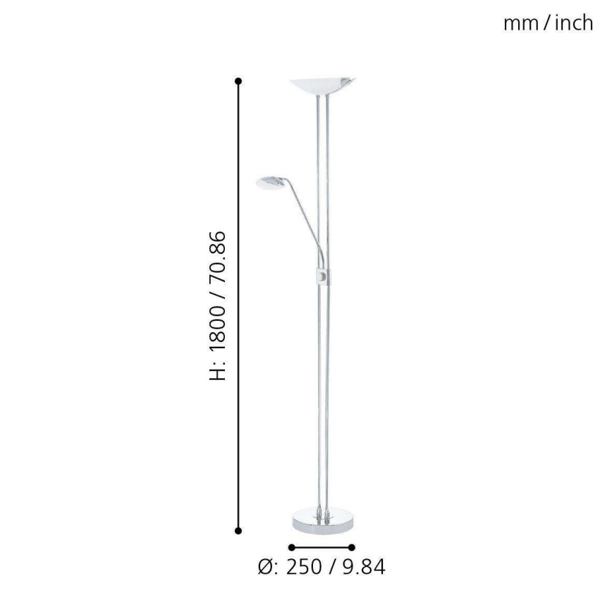 Eglo - LED Димируем лампион LED/20W + LED/2,5W лъскав хром