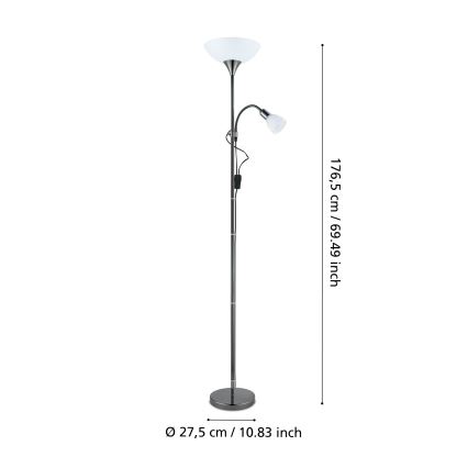 Eglo - Лампион 1xE27/60W/230V + 1xE14/25W/230V черен хром