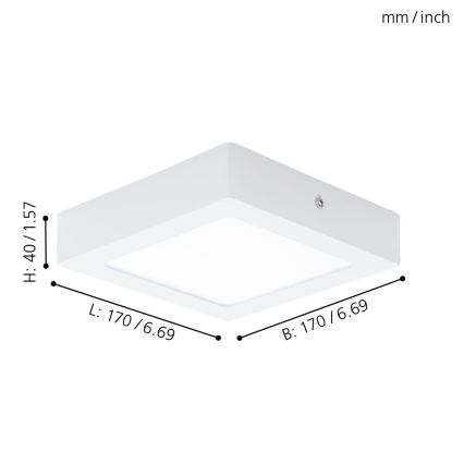 Eglo 94074 - LED Лампа за таван FUEVA 1 LED/10,88W/230V