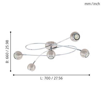 Eglo - LED Прожектор, луна 5xGU10-LED/3W/230V