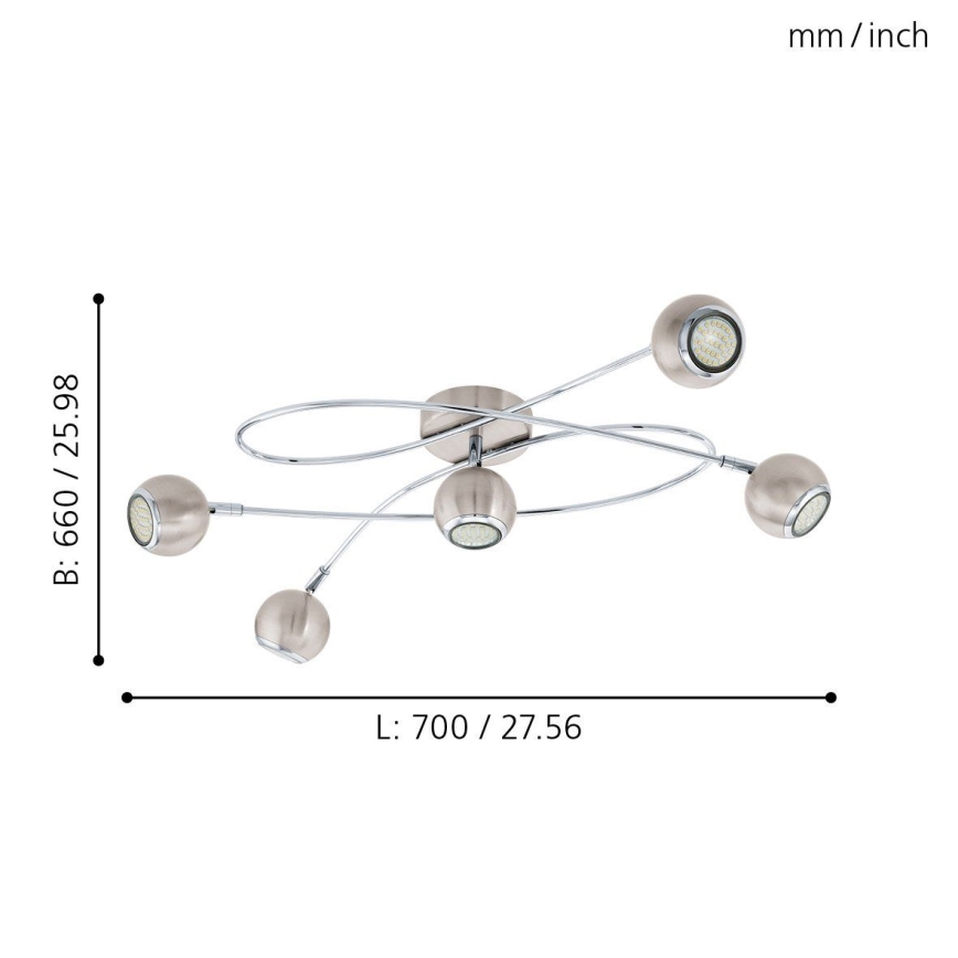 Eglo - LED Прожектор, луна 5xGU10-LED/3W/230V