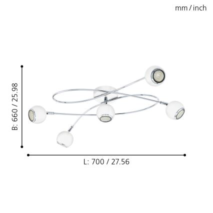 Eglo - LED Точково осветително тяло 5xGU10-LED/3W/230V