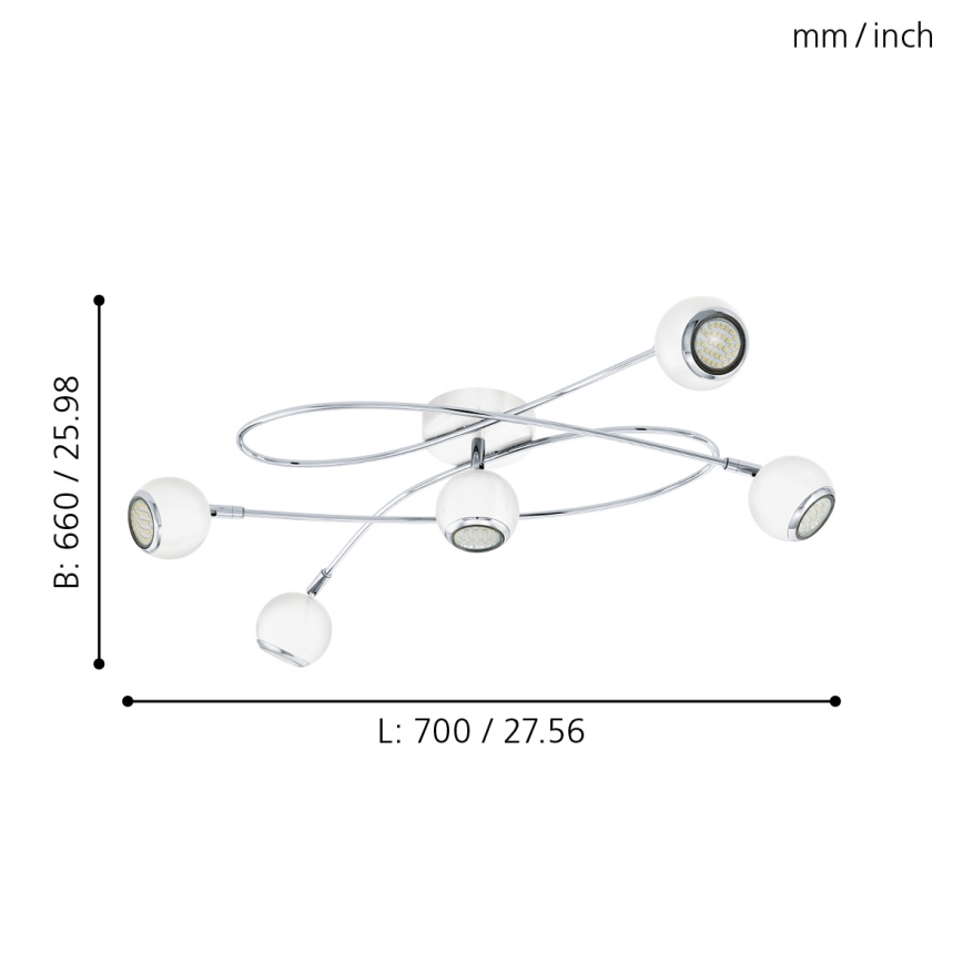 Eglo - LED Точково осветително тяло 5xGU10-LED/3W/230V