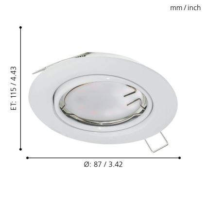 Eglo - Комплект 3x LED вградени осветителни тела PENETO 1xGU10-LED/5W/230V