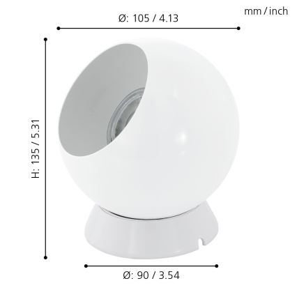 Eglo - LED настолна/стенна лампа 1xGU10/2,8W/230V бяла