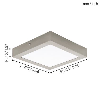 Eglo 94526 - LED плафон FUEVA 1 LED/16,5W/230V 22,5x22,5 см
