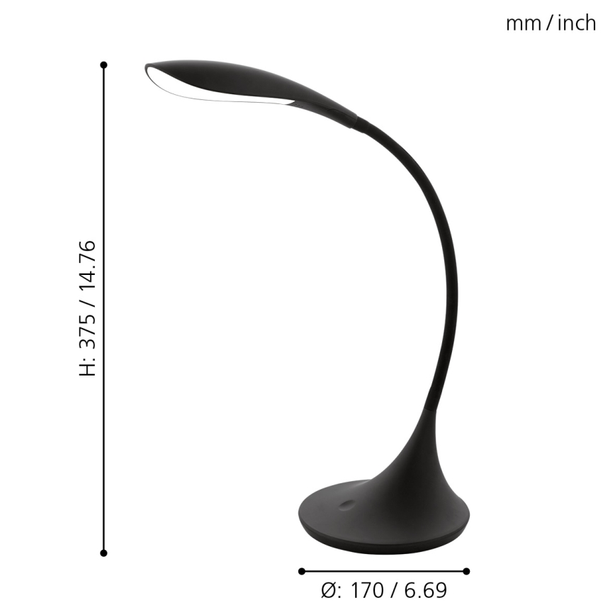Eglo - LED Димируема Настолна лампа 1xLED/4,5W/230V черна
