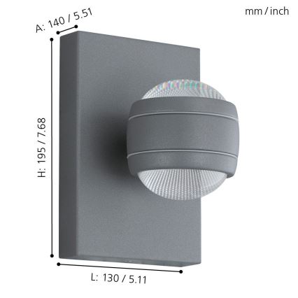 Eglo - LED Екстериорна лампа 2xLED/3,7W/230V IP44