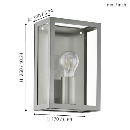 Eglo - Екстериорна лампаxE27/60W/230V IP44