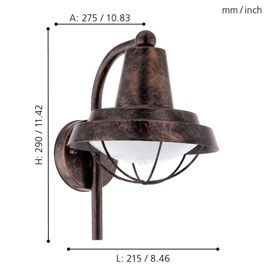 Eglo - LED Екстериорен аплик 1xE27/8,5W/230V IP44