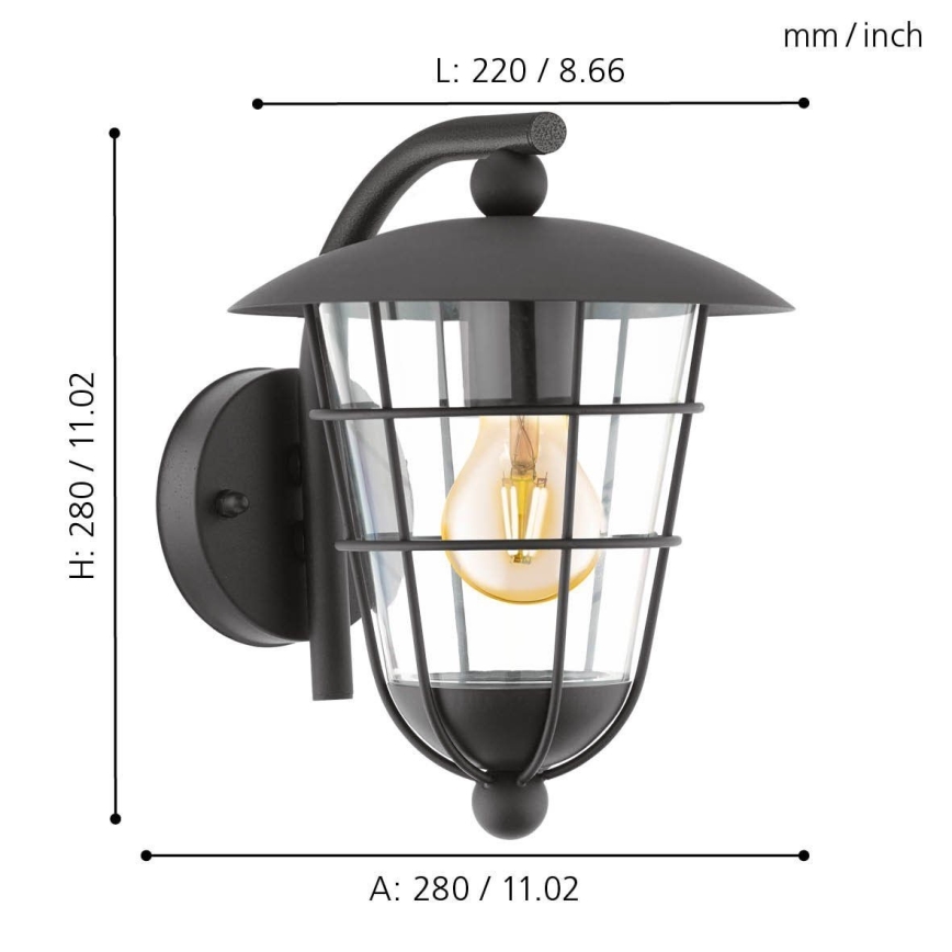 Eglo - LED Екстериорен аплик 1xE27/8,5W/230V IP44