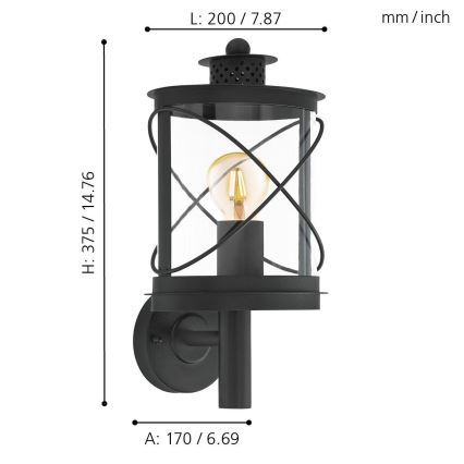 Eglo - Екстериорна лампа 1xE27/60W/230V IP44