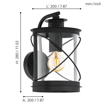 Eglo - Екстериорна лампа 1xE27/60W/230V IP44