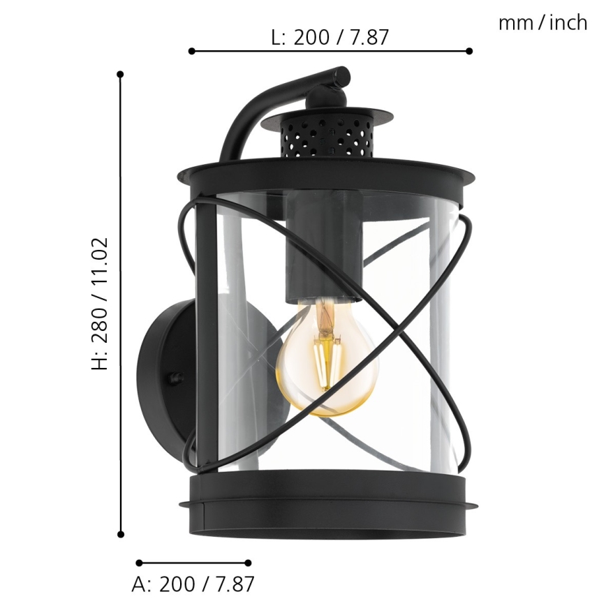 Eglo - Екстериорна лампа 1xE27/60W/230V IP44