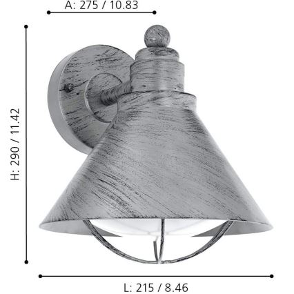 Eglo 94859 - Екстериорен аплик BARROSELA 1xE27/40W/230V IP44