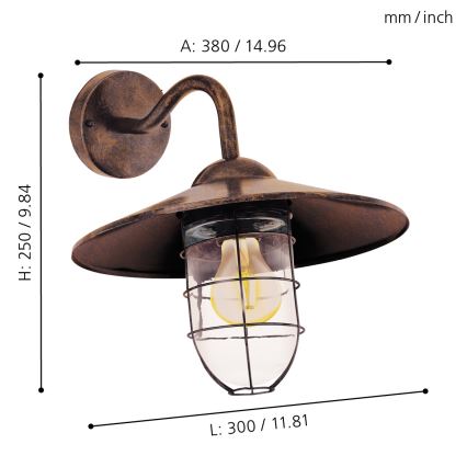 Eglo - Екстериорен аплик 1xE27/60W/230V IP44
