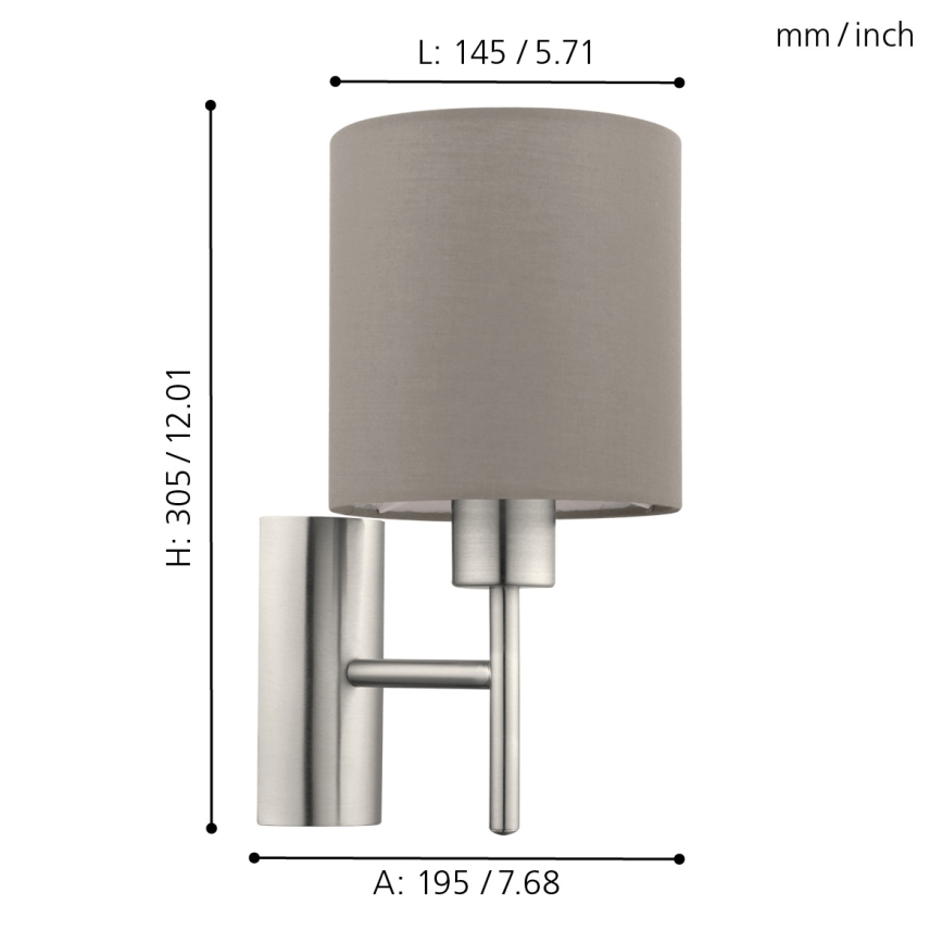 Eglo - Стенно осветително тяло 1xE27/60W/230V тауп
