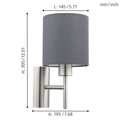 Eglo - Стенно осветително тяло 1xE27/60W/230V
