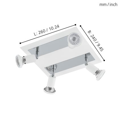 Eglo 94962 - LED Точково осветително тяло SARRIA 4xGU10-LED/5W/230V