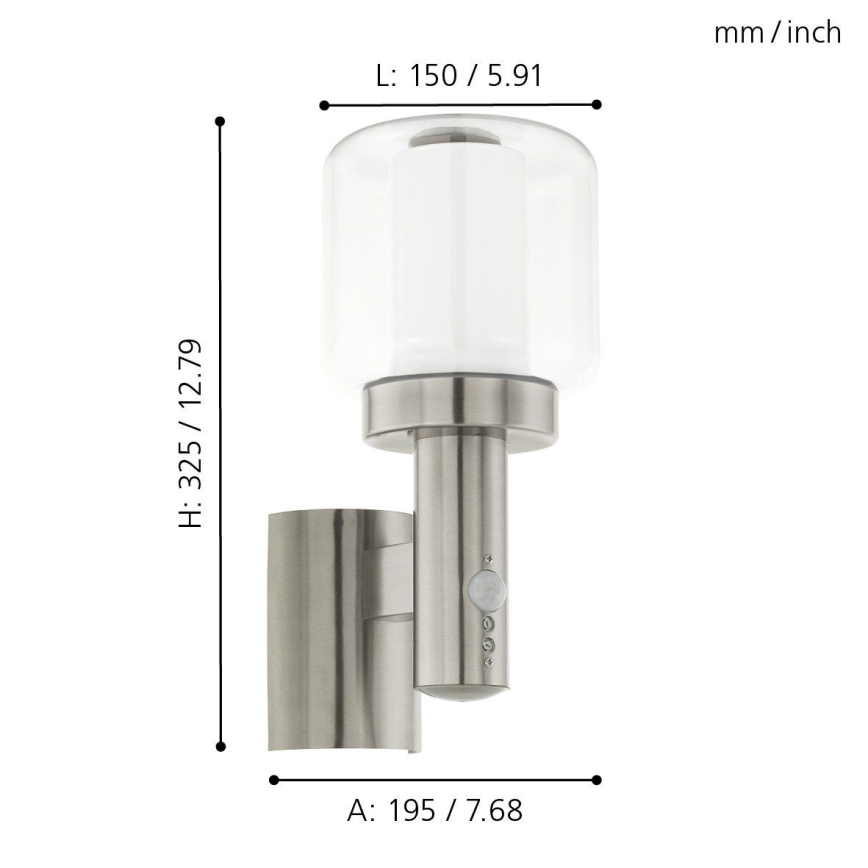 Eglo - Екстериорна Стенна лампа на сензор 1xE27/40W IP44