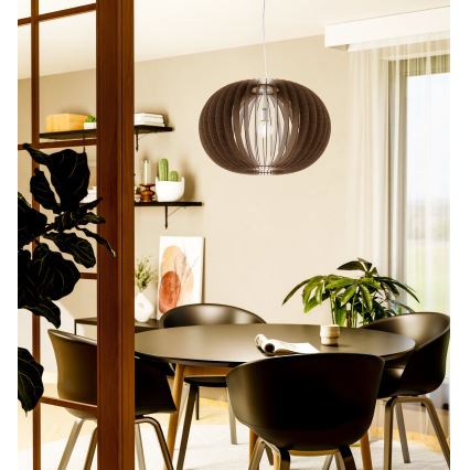 Eglo 95026 - Пендел на кабел STELLATO 1xE27/60W/230V, диаметър 70 см, кафяв