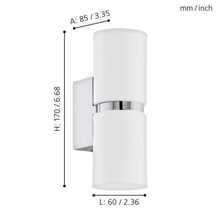 Eglo - LED Стенна лампа 2xGU10-LED/4W/230V