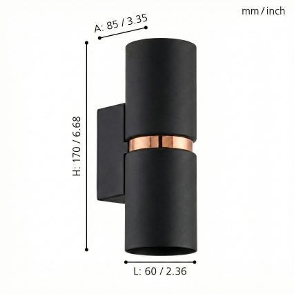 Eglo 95371 - LED стенна лампа PASSA 2xGU10-LED/4W/230V