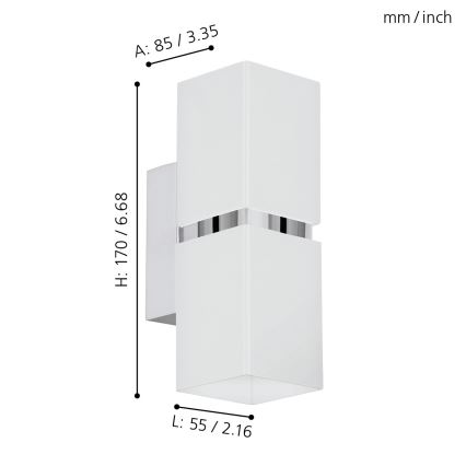 Eglo - LED Стенна лампа 2xGU10-LED/4W/230V