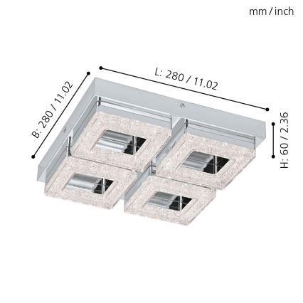 Eglo - LED Кристална Лампа за таван 4xLED/4W/230V