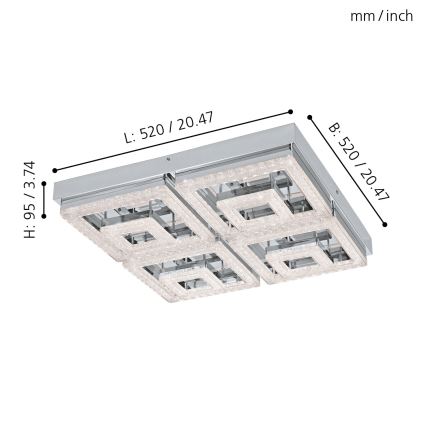 Eglo - LED Кристална Лампа за таван LED/48W/230V