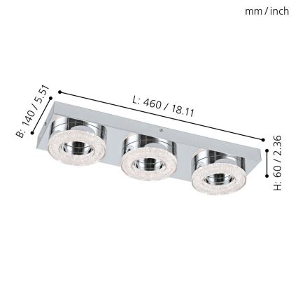 Eglo - LED Кристална Лампа за таван 3xLED/4W/230V