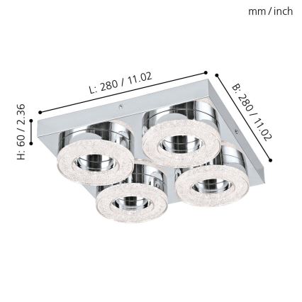 Eglo - LED Кристална Лампа за таван 4xLED/4W/230V