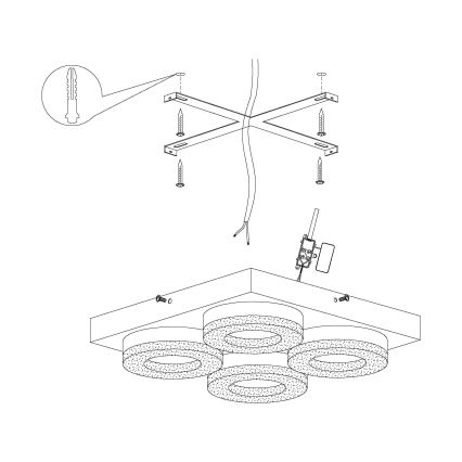 Eglo - LED Кристална Лампа за таван 4xLED/4W/230V