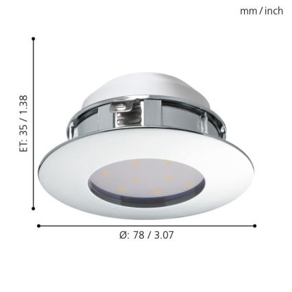 Eglo - Комплект 3x вградени LED осветителни тела PINEDA LED/4,9W/230V