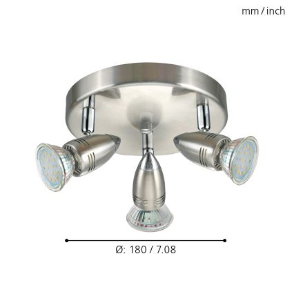 Eglo - LED Точково осветително тяло  LED 3xGU10-LED/3W/230V