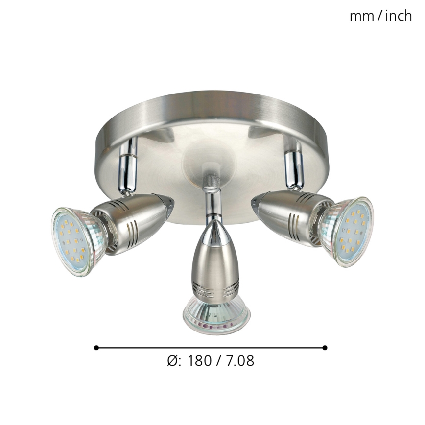 Eglo - LED Точково осветително тяло  LED 3xGU10-LED/3W/230V