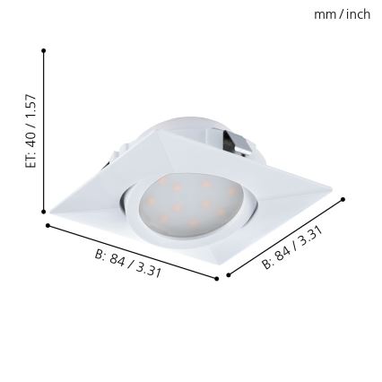 Eglo - Комплект от 3 вградени LED осветителни тела PINEDA LED/4,9W/230V