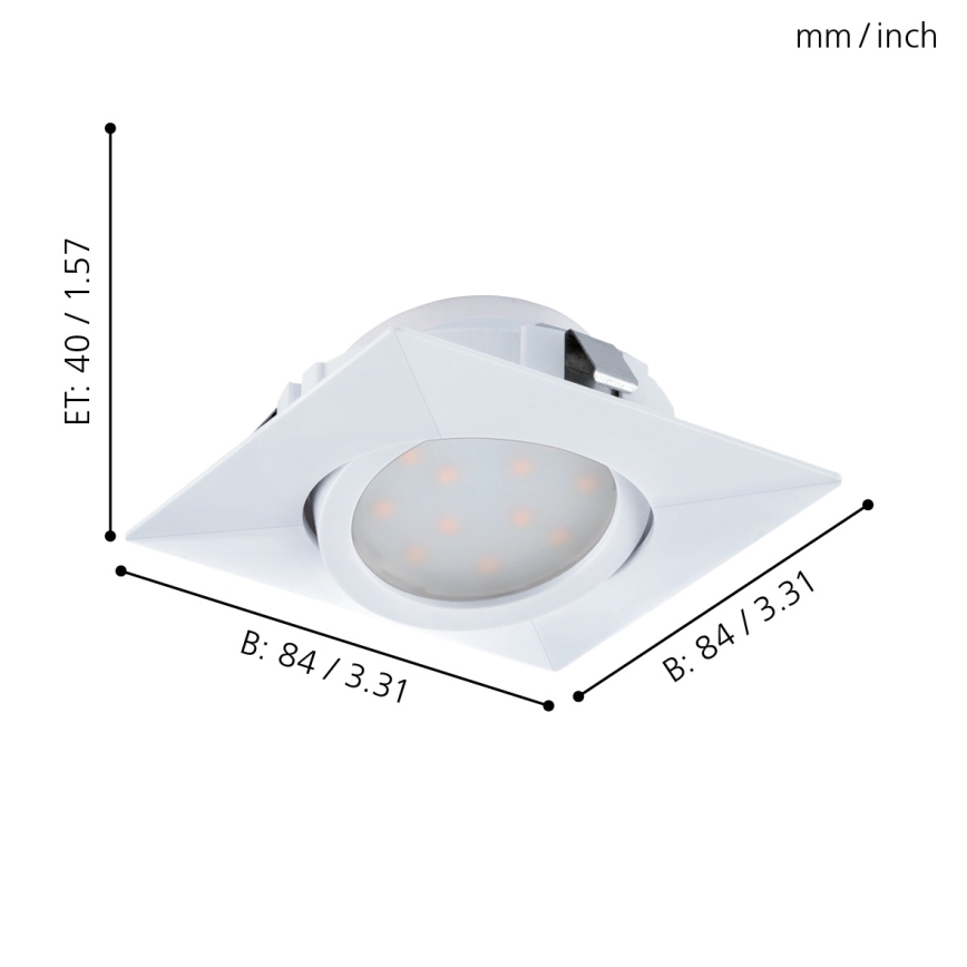 Eglo - Комплект от 3 вградени LED осветителни тела PINEDA LED/4,9W/230V