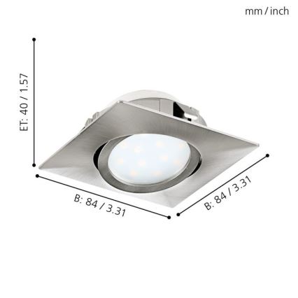 Eglo - Комплект от 3 LED вградени осветителни тела PINEDA LED/4,9W/230V
