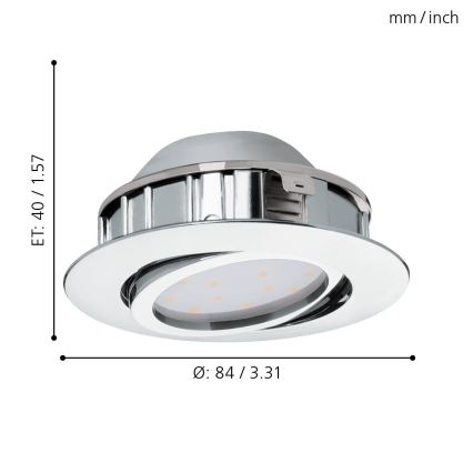 Eglo - комплект от 3 вградени LED осветителни тела PINEDA LED/4,9W/230V