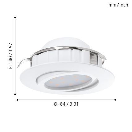 Eglo - К-кт 3x LED Димируема лампа за вграждане PINEDA 1xLED/5,5W/230V