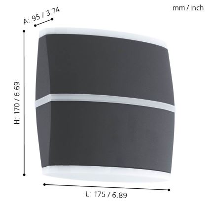 Eglo - LED Екстериорна Стенна лампа 2xLED/6W IP44