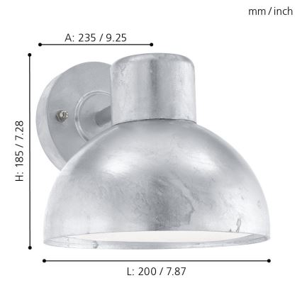 Eglo - Екстериорна Стенна лампа 1xE27/60W IP44