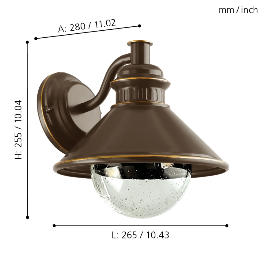 Eglo - Екстериорна Стенна лампа 1xE27/40W IP44